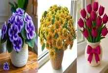 گلدون های گل بافتنی؛ با اینا هر دکوری شادابه بدون پژمردگی، نمیتونی چشم برداری ازشون