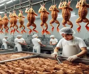 فرآوری قورباغه؛ قورباغه رو میشونن رو تخت پادشاهی که گوشت صیقلیش بکشن به دندون