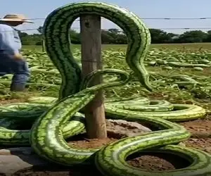 کشاورزی نوین؛ مار از کنار هندونه ها رد شده دیدن جالبه خودشونو شبیهش کردن