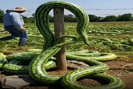 کشاورزی نوین؛ مار از کنار هندونه ها رد شده دیدن جالبه خودشونو شبیهش کردن