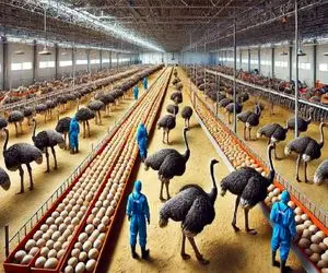 فرآوری شترمرغ؛ برای تولید مواد نو از گوشت و پر شترمرغ تو سلاخخونه مثله ش میکنن