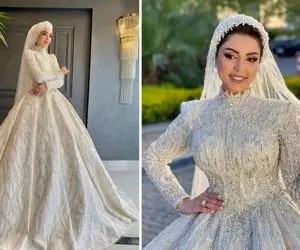 انواع ایده لباس عروس کار شده و آستین بلند؛ انتخابی خاص و عشوه دار برای شب رویاها