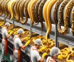 فرآوری مار؛ مار شلنگی رو غول میکنن پوستش بره بازار گوشتشو سوپ بار بزارن