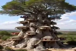 معماری خلاقانه؛ هتل درختی ساختن اتاقاش دور تا دور درختن با ویو رویایی کوهستان و جنگل 