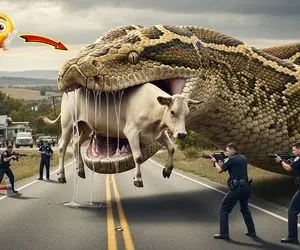 حیات وحش مصنوعی؛ گاو شجاع برای نجات جان مادرش که گرفتار پیتونه چه گریه میکنه