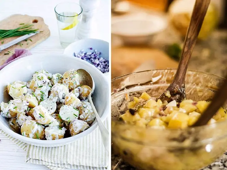 طرز تهیه سالاد سیب زمینی با یک سس خوشمزه