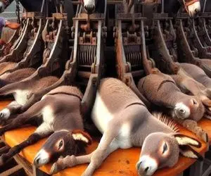 فرآوری الاغ؛ بعد بهره کشی 40ساله از الاغ و کارواش ازش چند نوع کالا تولید میشه