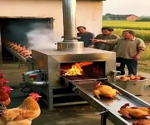 دامداری نوین؛ سنگدلا مرغا رو رو زنده میفرستن تنور بریون میشن بقیه مرغا میبینن میترسن