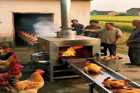 دامداری نوین؛ سنگدلا مرغا رو رو زنده میفرستن تنور بریون میشن بقیه مرغا میبینن میترسن