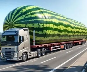 محصولات کشاوزی غول پیکر؛ هندوانه کاشتن به قدری هیولا شده با 18 چرخ باید حمل بشه