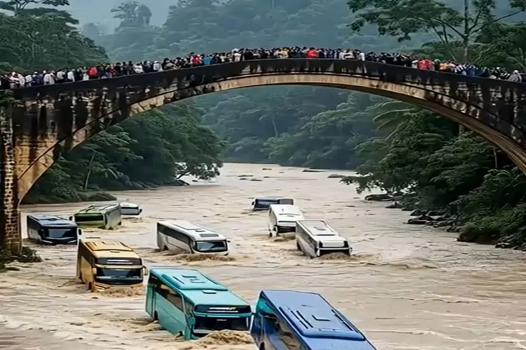 معماری طبیعت؛ مردم بالای پل داشتن به ماشینای غرق شده میخندیدن خدا گذاشت تو کاسه شون