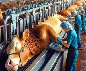 فرآوری گاو؛ گاو 110کیلویی رو بعد استثمار تو کارواش سلاخ خونه استیکی برش زدن