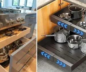 چیدمان و سازماندهی کابینت زیر اجاق گاز؛ ایده جایگذاری صحیح قابلمه، تابه و کفگیر ملاقه