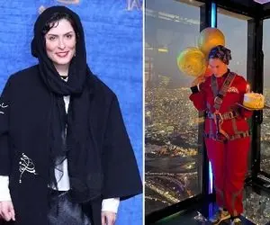 بهناز جعفری با لباس عروسی که دو متر از کَلش زد بالا؛ تولدشو یجا گرفت که همه زیر پاشن!