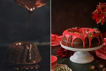 طرز تهیه کیک شکلاتی کافه ای به همراه سس گاناش