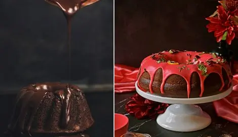 طرز تهیه کیک شکلاتی کافه ای به همراه سس گاناش