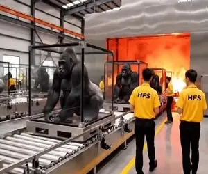 فرآوری گوریل؛ گوریل ها رو داخل محفظه فرستادن کوره پوست انداختن باهاش چه کت هایی دوختن