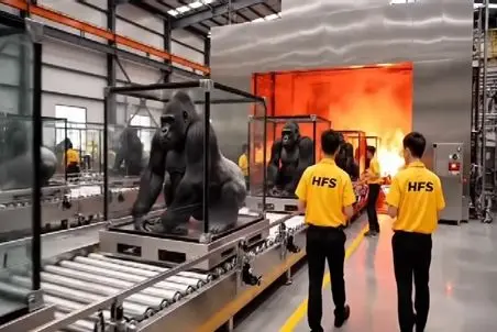 فرآوری گوریل؛ گوریل ها رو داخل محفظه فرستادن کوره پوست انداختن باهاش چه کت هایی دوختن