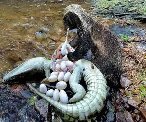 بدایع حیات وحش؛ گورکن سفاک تخم‌های کروکودیلی که کفتار مثله ش کرد دزدید بلعید