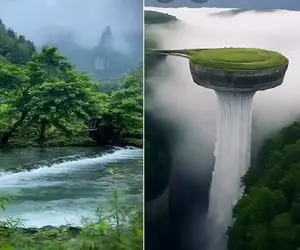 زیباترین مکان‌های روی زمین؛ یه تیکه زمین وسط آسمون رو ابرا سبز شده ازش آب میباره