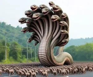 جذابیت حیات وحش؛ مار کبری هرکول از زمان تولد 10تا سر داره برای هر دهن جدا شکار میکنه