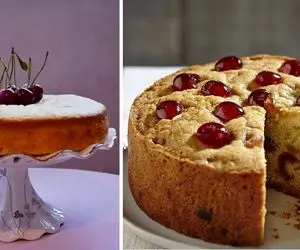 طرز تهیه کیک آلبالو خوشمزه و خوش طعم / یه کیک با عطر و بافت عالی و پف زیاد