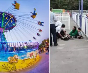 ویدئو حادثه وحشتناک در شهربازی اصفهان؛ چه سقوطی کردن ازون بالا