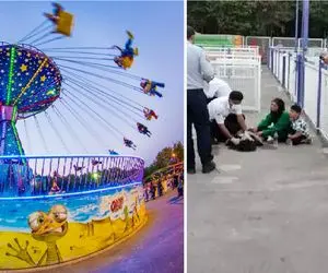 ویدئو حادثه وحشتناک در شهربازی اصفهان؛ چه سقوطی کردن ازون بالا