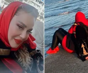 بهاره با "رژ و ژل لباش" لبِ آب؛ خانوم چه لمی داده تو ساحل دریا!