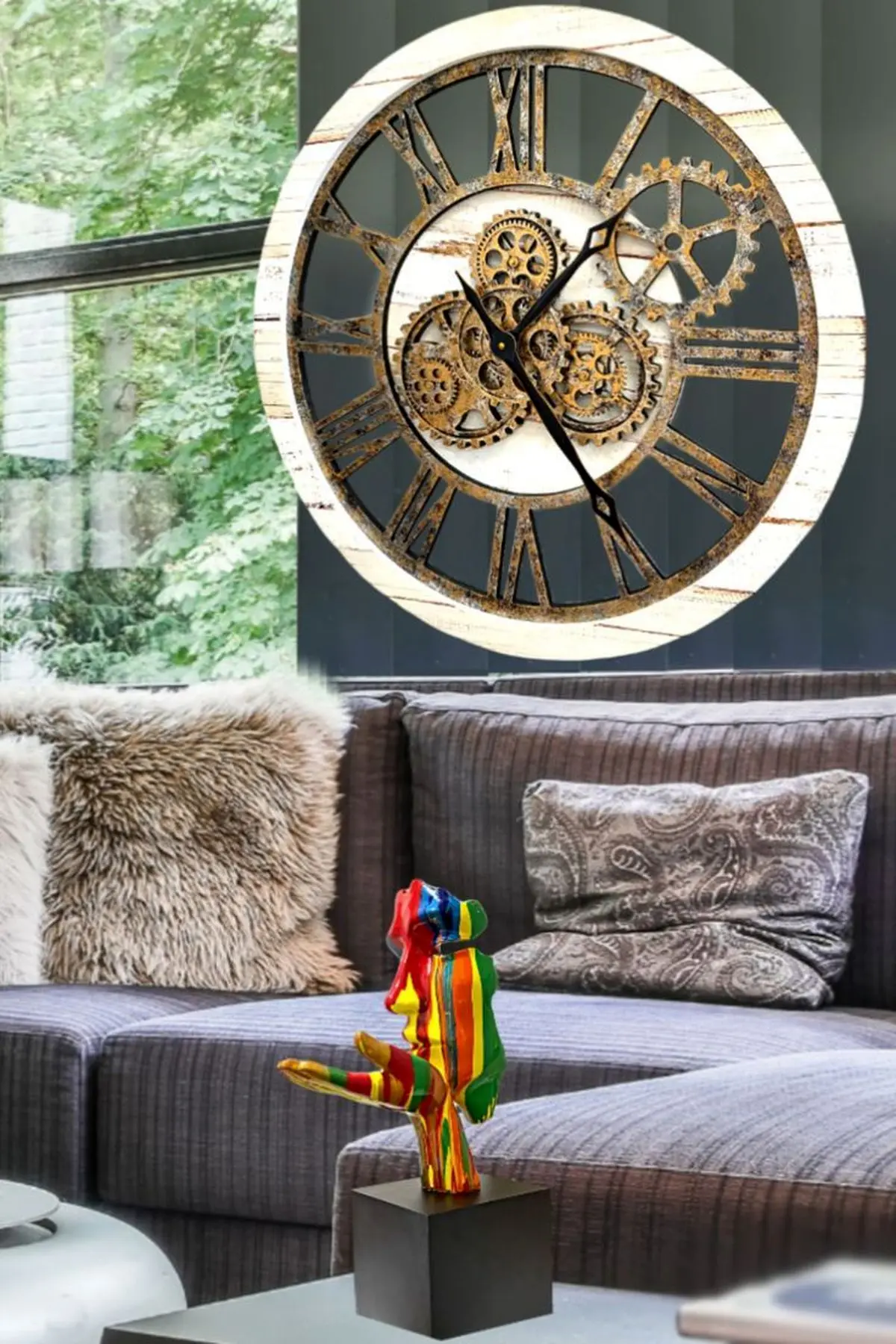 Wall Clock Real Moving Gears