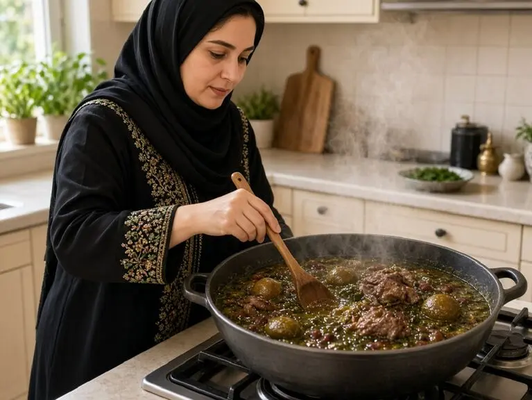 چرا قورمه سبزی جاافتاده و لعاب دار نمی شود؟ ترفند طلای برای جا افتادن خورشت
