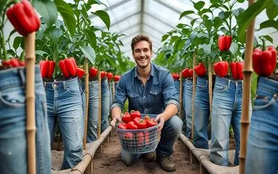 ایده های خلاقانه؛ این آقا ته خلاقیته جای باغچه تو شلوار جین فلفل دلمه کاشته 