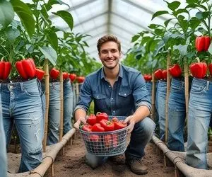 ایده های خلاقانه؛ این آقا ته خلاقیته جای باغچه تو شلوار جین فلفل دلمه کاشته 