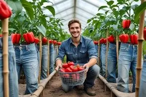 ایده های خلاقانه؛ این آقا ته خلاقیته جای باغچه تو شلوار جین فلفل دلمه کاشته 