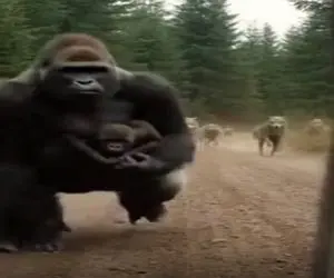 معماری طبیعت؛ آدمه شد محافظ بچه گوریل مادرش رفت که روح بروسلی رو دربرابر گرگا شاد کنه
