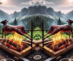 غذای باحال؛ تو ارتفاعات کوه بزکوهی شکار کرد میل داغ از باسنش رد کرد بریونی شه