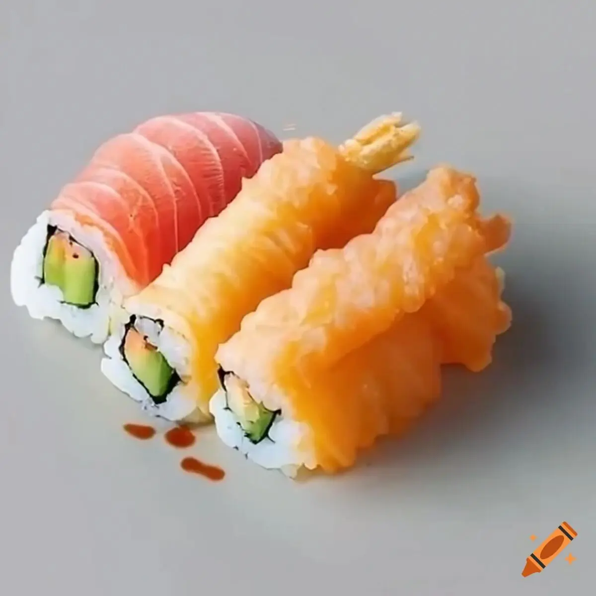 craiyon_114306_Delicioso_sushi_tempura_sin_cortar__popular_en_Jap_n