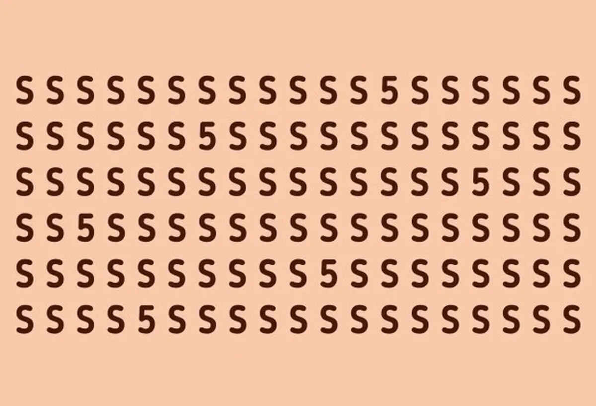 HowMany5CanYouSpotAmongSInPictureBrainTeaserIQTest