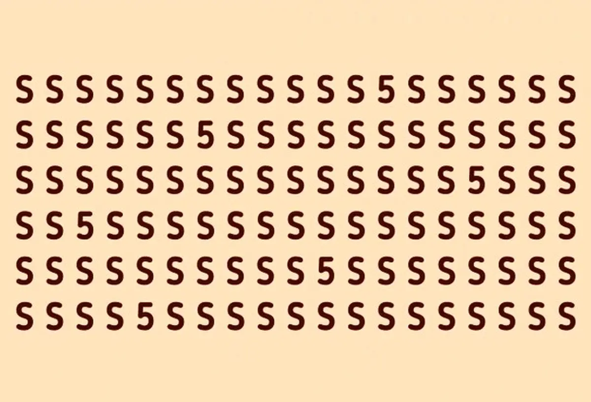 HowMany5CanYouSpotAmongSInPictureBrainTeaserIQTest