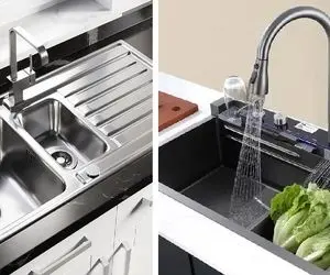 شستشو و برق انداختن سینک آشپزخانه و شیرآلات