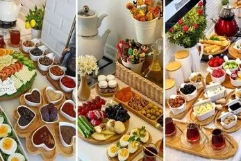 دیزاین میز شاهانه برای سرو صبحانه شیک؛ رنگارنگ و وسوسه انگیز مثل عکس های اینستایی