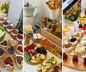دیزاین میز شاهانه برای سرو صبحانه شیک؛ رنگارنگ و وسوسه انگیز مثل عکس های اینستایی