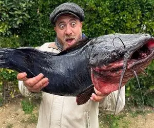 غذای باحال؛ گربه ماهی و با سبزی خوردن آبپز کرد آش ماهی شد برای خودش خوش رنگ و رو