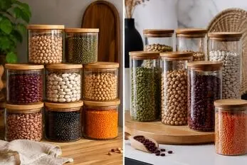 بهترین ظرف حبوبات مناسب کابینت کوچک و بزرگ؛ جا دار، نشکن و خوشگل واسه دکوری فضا