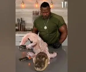 غذای خیابانی؛ کروکودیل بدبخت رو پاره پوره کرد تو روغن با اشتهای بی رحمانه بلعید