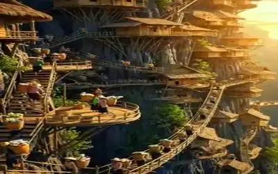 معماری خلاقانه؛ چینی ها فقط رو کله آمیتا باچان خونه نساختن دهات 2 طبقه ساختن تو کوه