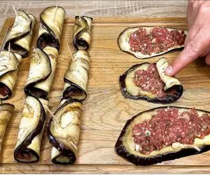 خلاقانه‌های آشپزی؛ اگه بچه‌هات بادمجون دوست ندارن یکم گوشت بریز وسطش بعد سوخاریش کن