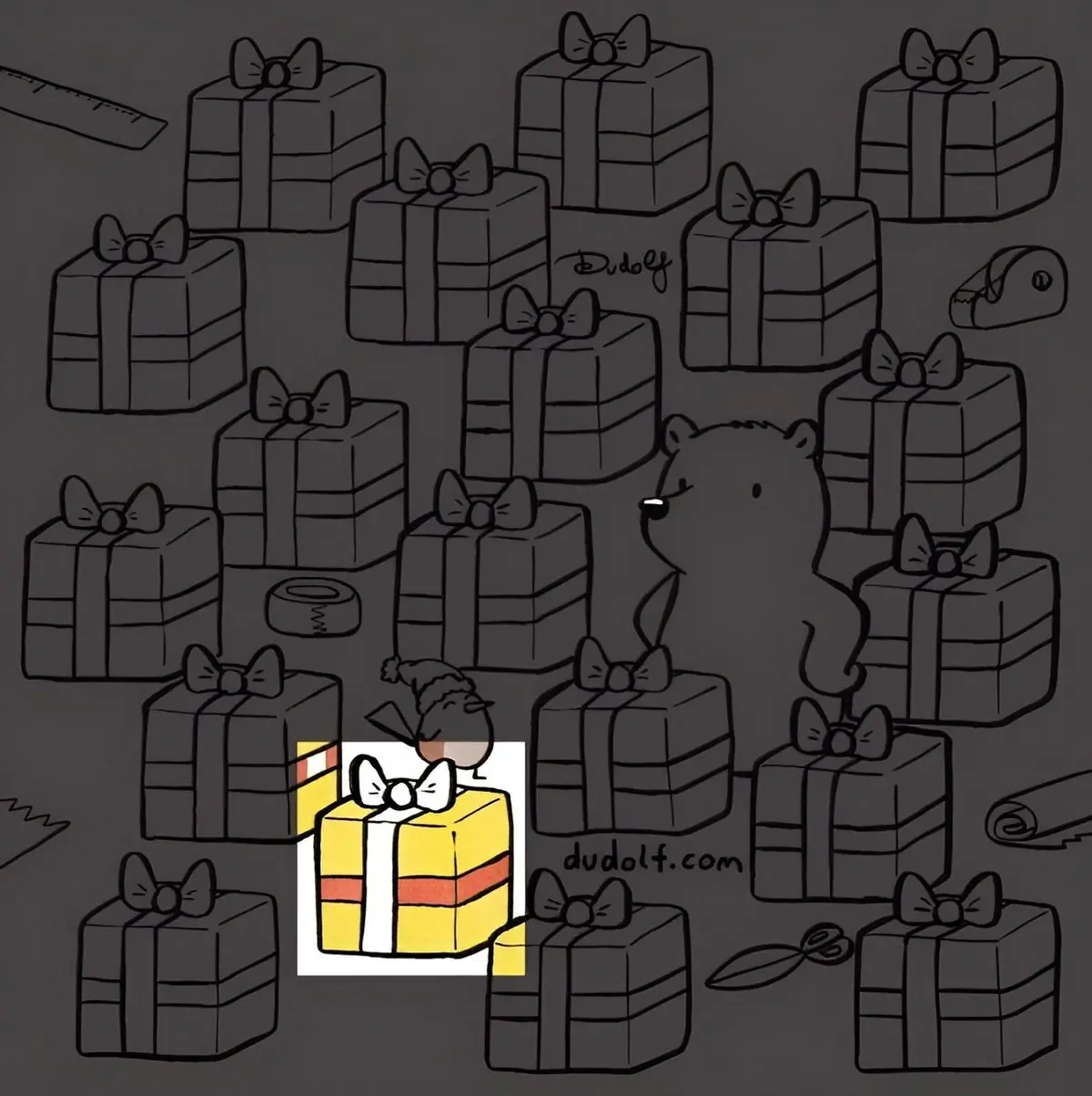 پاسخ-تست-هوش-یافتن-جعبه-هدیه-بدون-جفت