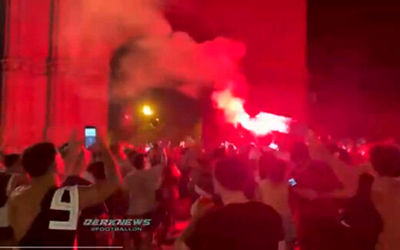 جشن و پایکوبی هواداران بارسلونا پس از قهرمانی مسی در کوپا