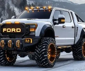 ماشین لوکس؛ بزرگترین فورد دو در با 6 تا چرخ آجدار از چدن و پوست مار ساخته شده